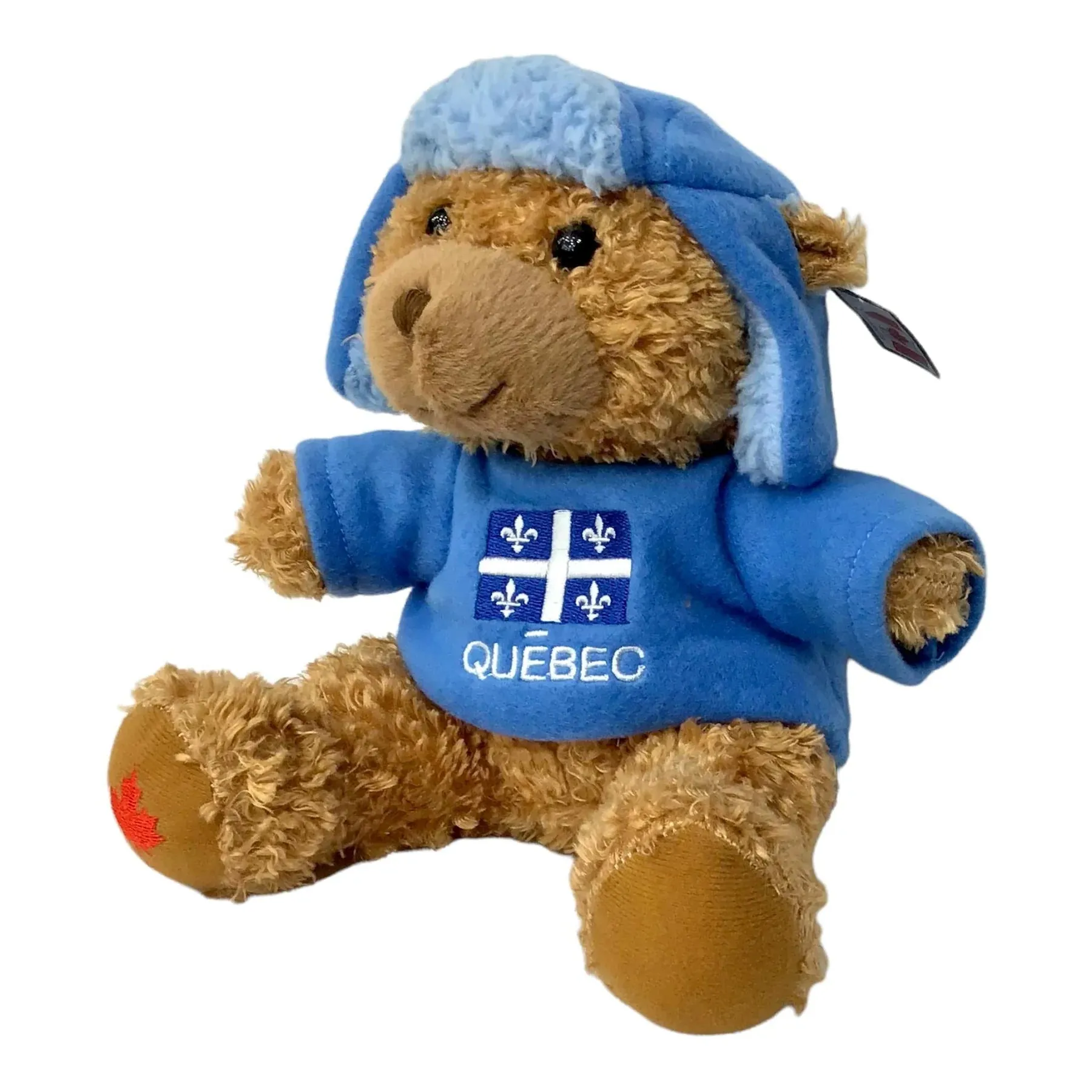 Quebec stripped light plush Blue maple bear 8".