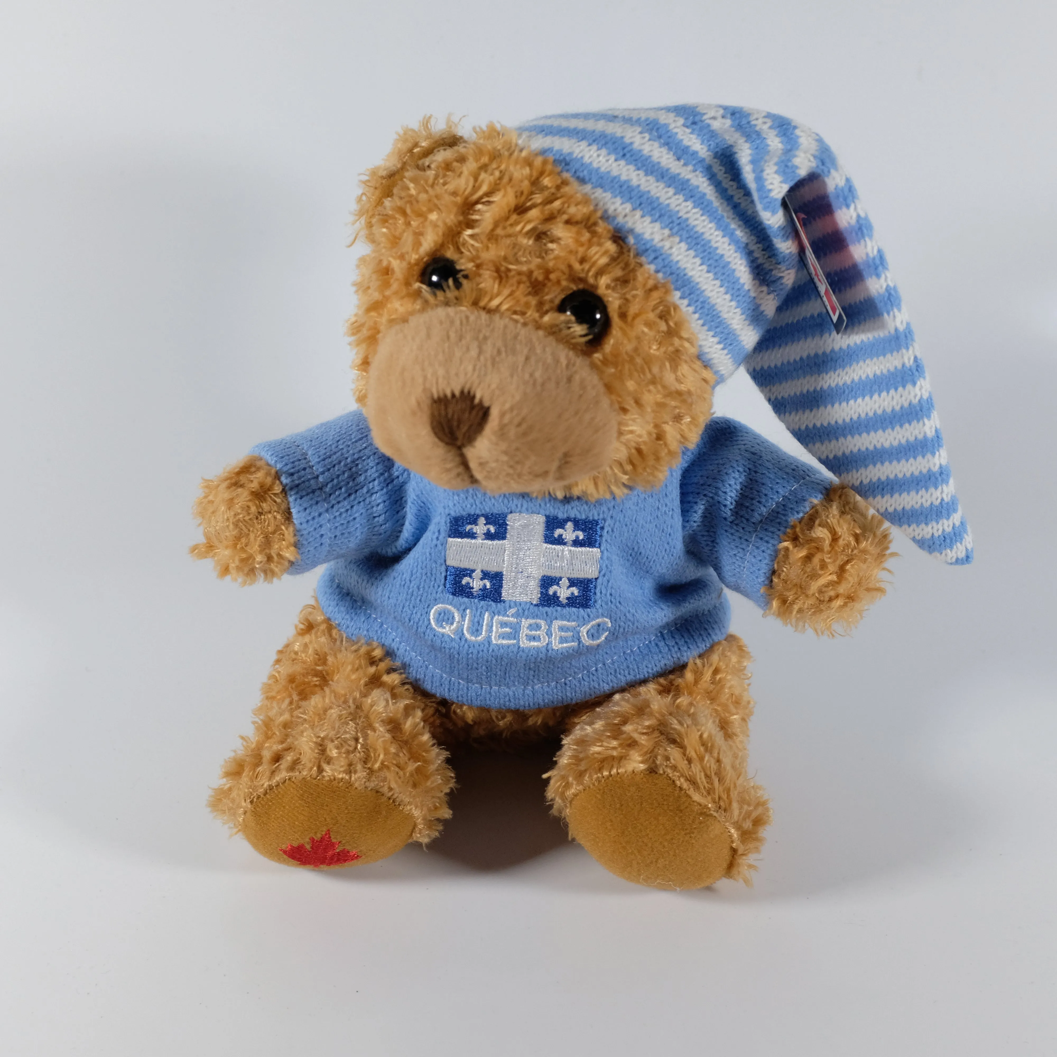 Quebec stripped light plush Blue maple bear