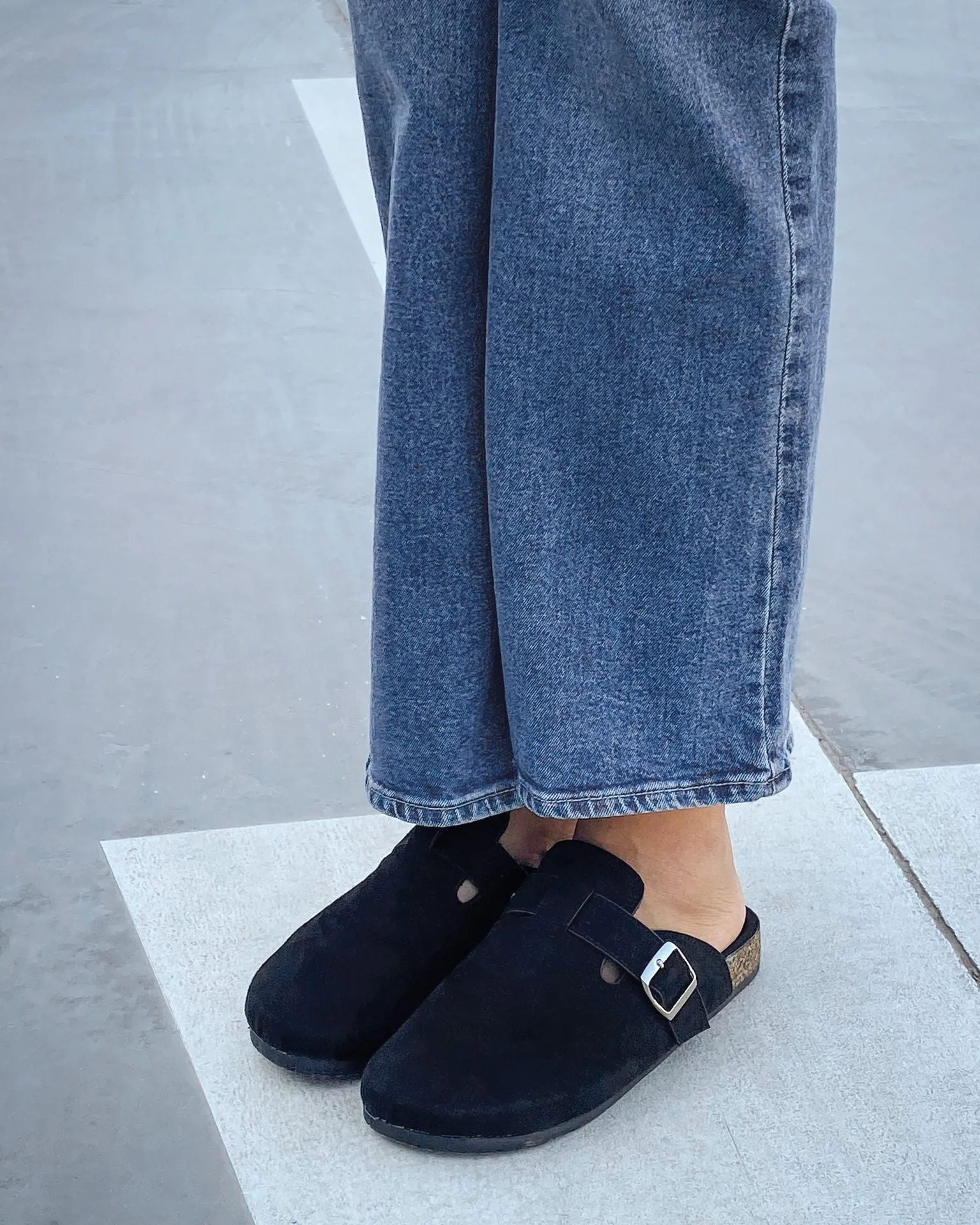 Suede Black Clogs