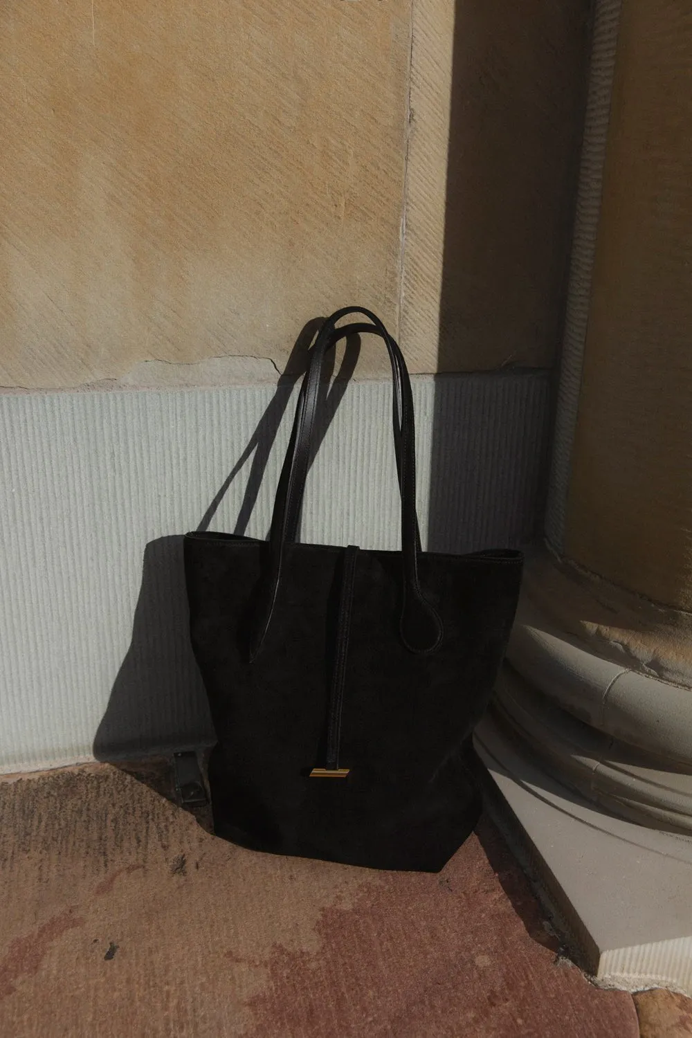 Tall Sprout Tote Black Suede