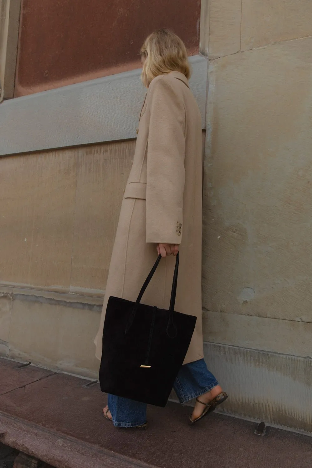 Tall Sprout Tote Black Suede