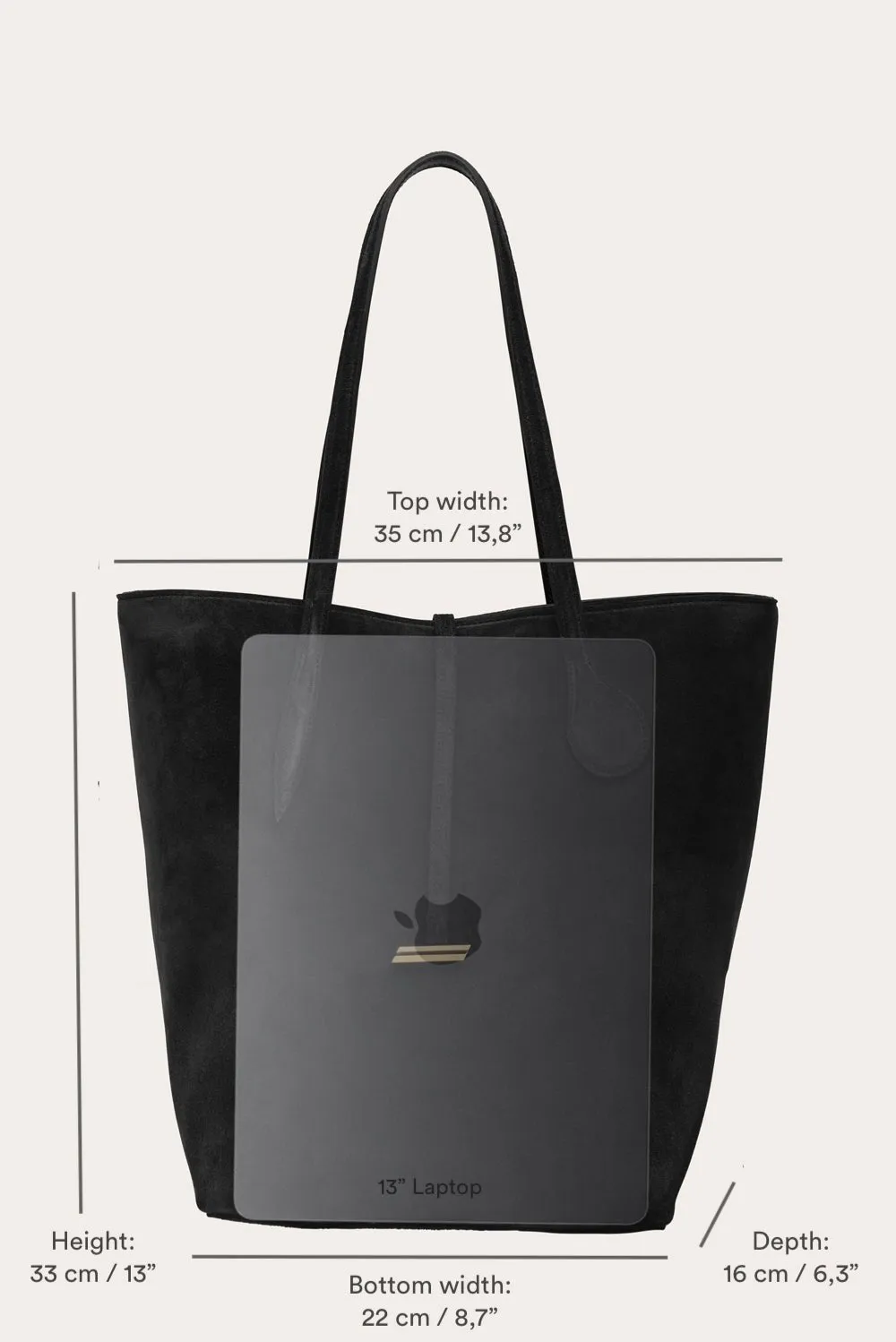 Tall Sprout Tote Black Suede